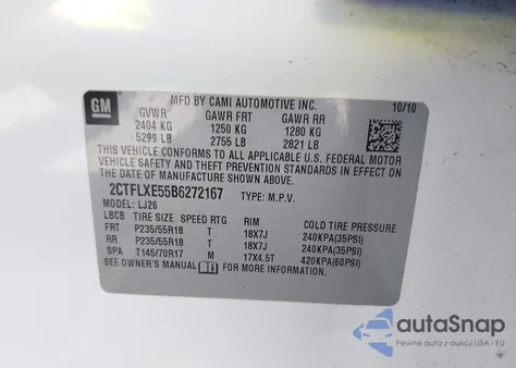 2011 GMC Terrain Slt-2 from USA, damaged, VIN 2CTFLXE55B6272167